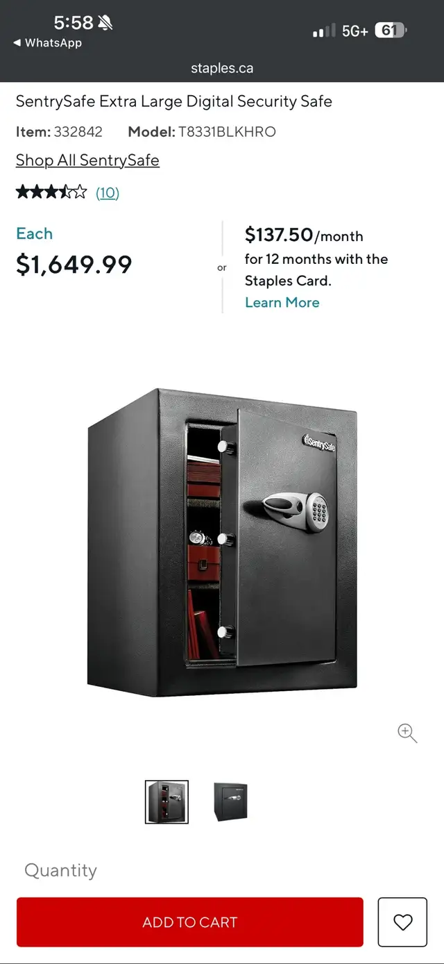 Need Gone SentrySafe XXL digital safe