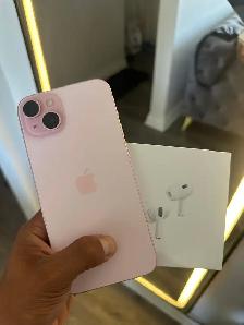 iPhone 15 256gb PINK Airpods/Adapter Pkg/Delivery