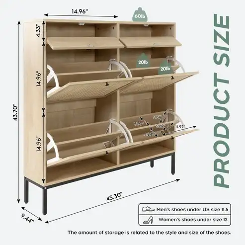 Brand New Rattan Shoe Cabinet 4 Flip Drawers $149 - Photo 3