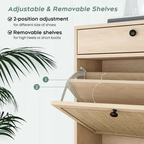 Brand New Rattan Shoe Cabinet 4 Flip Drawers $149 - Photo 5