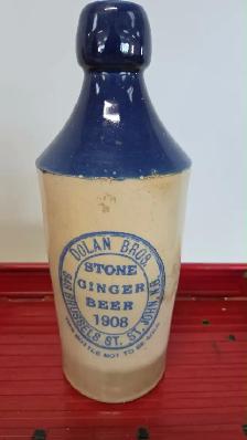 DOLAN GINGER BEER STONE BOTTLE 1908