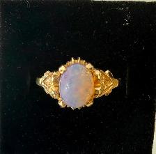 Women's 10K Gold Ring with Chrystal Opal~Size 6.5