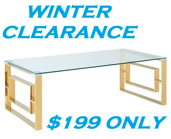 EROS COFFEE TABLE IN POLISHED GOLD AND THICK GLASS..