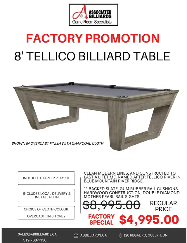 8' Tellico Pool Table on SALE! Luxury Modern Design - Photo 2