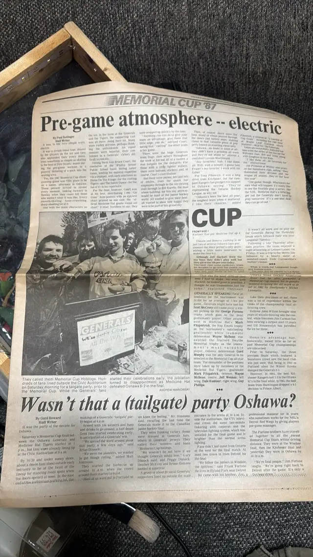 87 generals memorial cup paper