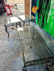 Free delivery used Glass Top Coffee Table and End Tables Set - Photo 6