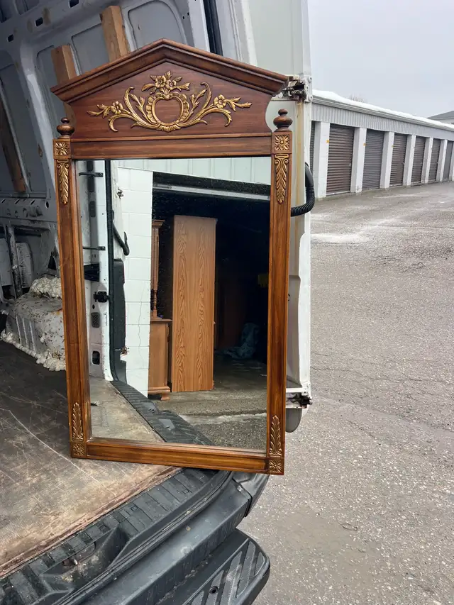 Free delivery used Ornate Wooden Framed Wall Mirror - Photo 2