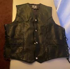 Black Leather Motorcycle Vest For Sale