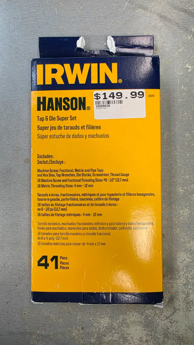 IRWIN Metric Tap & Hex Die Set 26319 - BRAND NEW