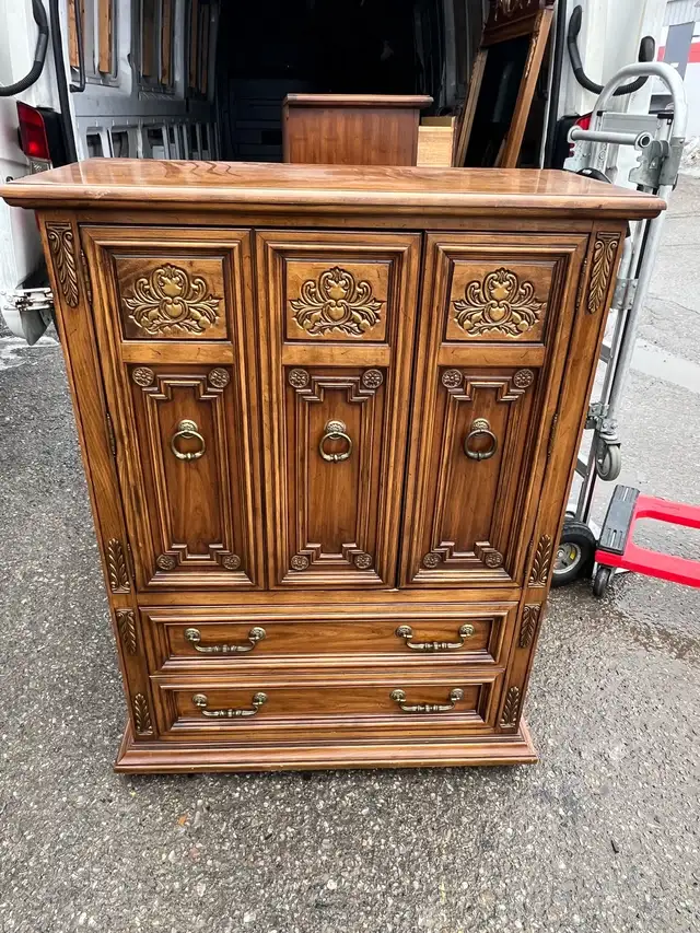 Free delivery used Vintage Wood Armoire Dresser