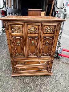 Free delivery used Vintage Wood Armoire Dresser