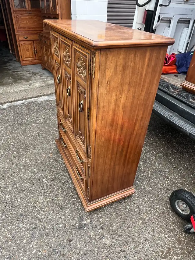 Free delivery used Vintage Wood Armoire Dresser - Photo 2
