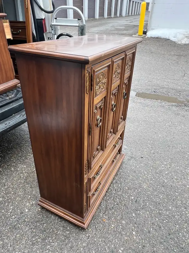 Free delivery used Vintage Wood Armoire Dresser - Photo 3