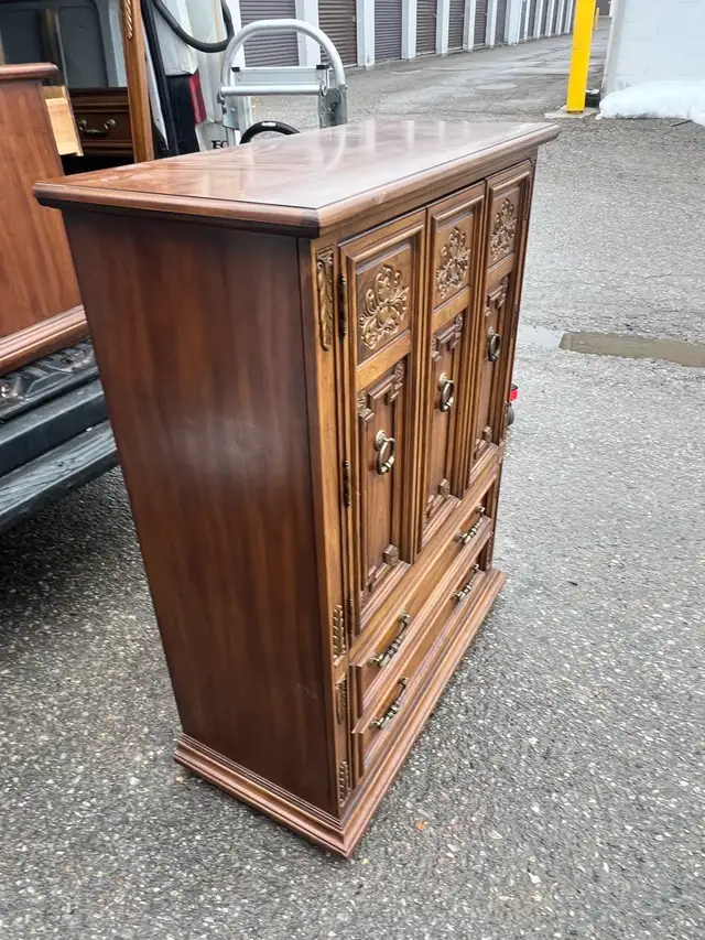 Free delivery used Vintage Wood Armoire Dresser - Photo 4