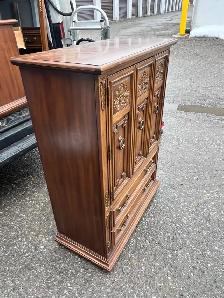 Free delivery used Vintage Wood Armoire Dresser - Photo 4