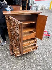 Free delivery used Vintage Wood Armoire Dresser - Photo 6