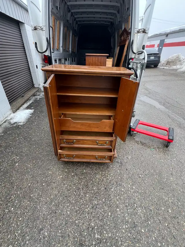 Free delivery used Vintage Wood Armoire Dresser - Photo 7