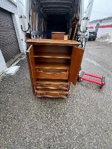 Free delivery used Vintage Wood Armoire Dresser - Photo 7