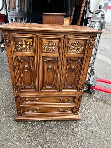 Free delivery used Vintage Wood Armoire Dresser - Photo 8
