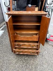 Free delivery used Vintage Wood Armoire Dresser - Photo 9