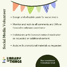 Volunteer Needed: Social Media Volunteer