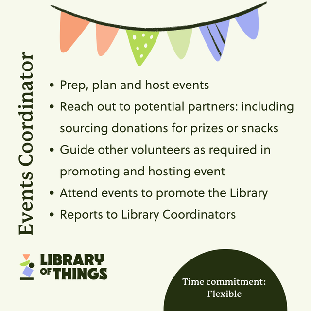 Volunteer Needed: Events Coordinator