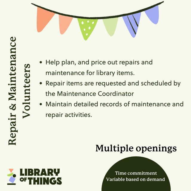Volunteers Needed: Repair and Maintenance Volunteers