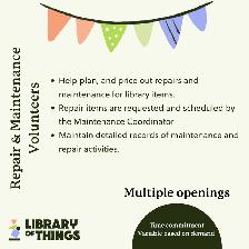 Volunteers Needed: Repair and Maintenance Volunteers