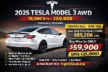 2025 TESLA MODEL 3 LONGE RANGE ALL WHEEL DRIVE WHITE ON WHITE