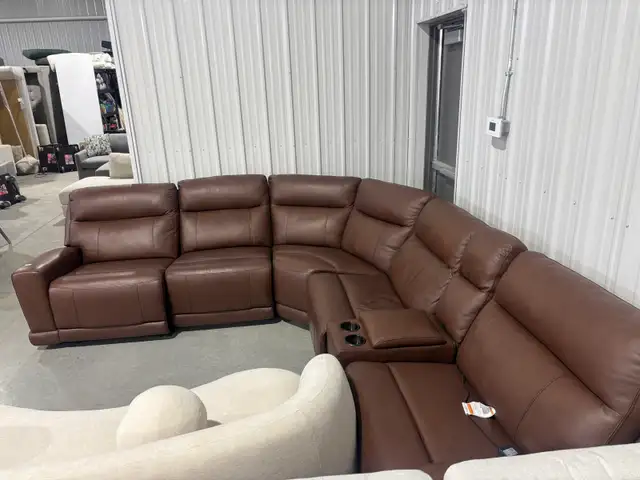 6 piece leather power reclining sectional
