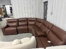 6 piece leather power reclining sectional