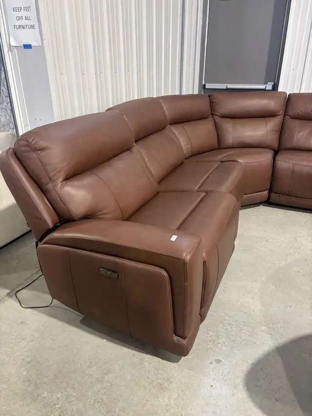6 piece leather power reclining sectional - Photo 2