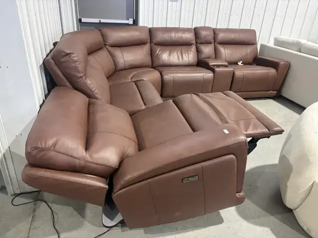 6 piece leather power reclining sectional - Photo 3