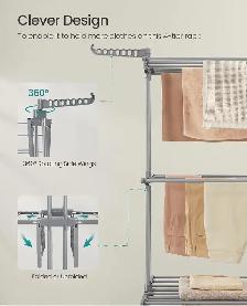 SONGMICS 4-Tier Clothes Drying Rack with Wheels – Dove Gray - Photo 6