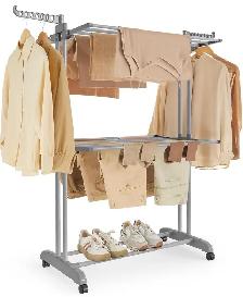 SONGMICS 3-Tier Clothes Drying Rack with Wheels – Dove Grey