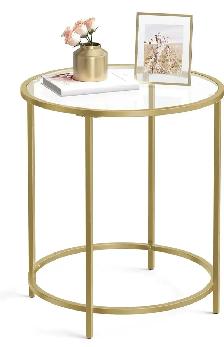 VASAGLE Gold Glass Side Table – Modern Accent Table