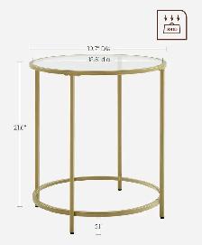 VASAGLE Gold Glass Side Table – Modern Accent Table - Photo 3