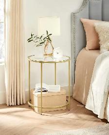 VASAGLE Gold Glass Side Table – Modern Accent Table - Photo 4