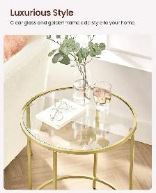 VASAGLE Gold Glass Side Table – Modern Accent Table - Photo 5