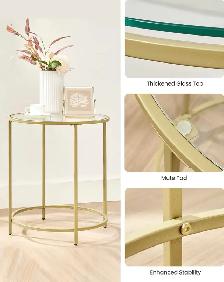 VASAGLE Gold Glass Side Table – Modern Accent Table - Photo 9