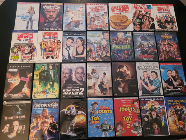 DVD A VENDRE 1$/CH OU 30$ POUR LE LOT DES 68 FILMS RESTANTS