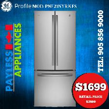 GE Profile Refrigerator PNE21NYRKFS 30' French Door With Water