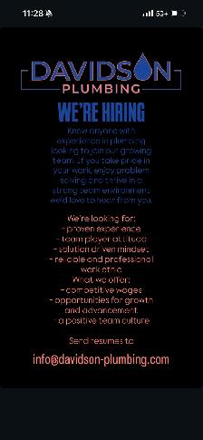HIRING PLUMBERS!!