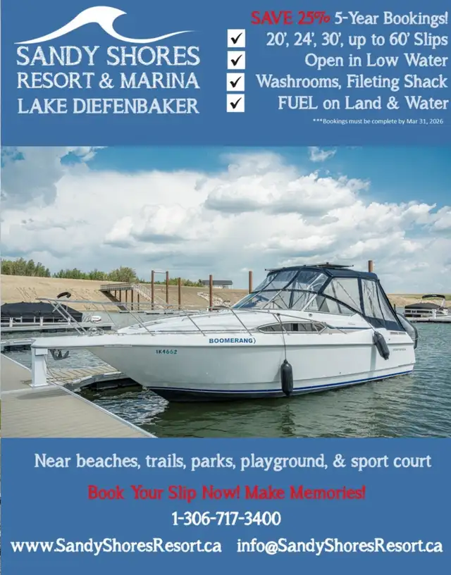 24' In-land Marina Slip on Lake Diefenbaker at Sandy Shores