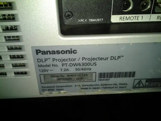 panasonic 6000 lumen projector WITH zoom lens 2 bulbs large venu
