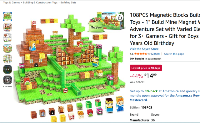 (New)108PCS Magnetic Blocks Building Toys - 1' Build Mine Magnet - Photo 2