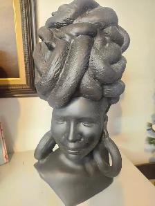 Muthoni wa Kirima Weaver Bird Black Fiber Clay Bust (Best Seller