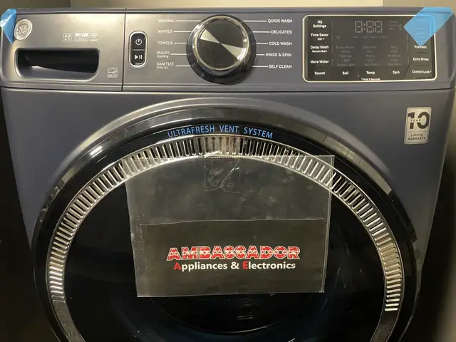 NEW GE Front Load Washer (Sapphire Blue) Stackable (5.5 Cu.Ft) - Photo 4