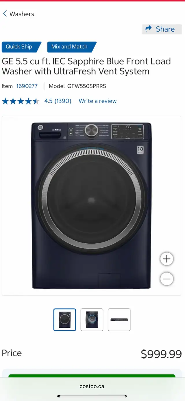NEW GE Front Load Washer (Sapphire Blue) Stackable (5.5 Cu.Ft) - Photo 10