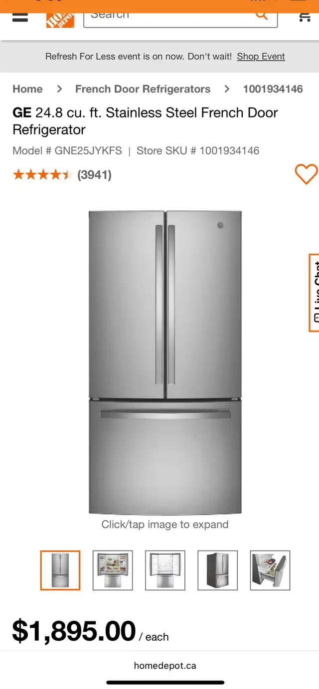NEW 33" GE Interior Water & Ice Dispenser Fridge Stainless Steel - Photo 10